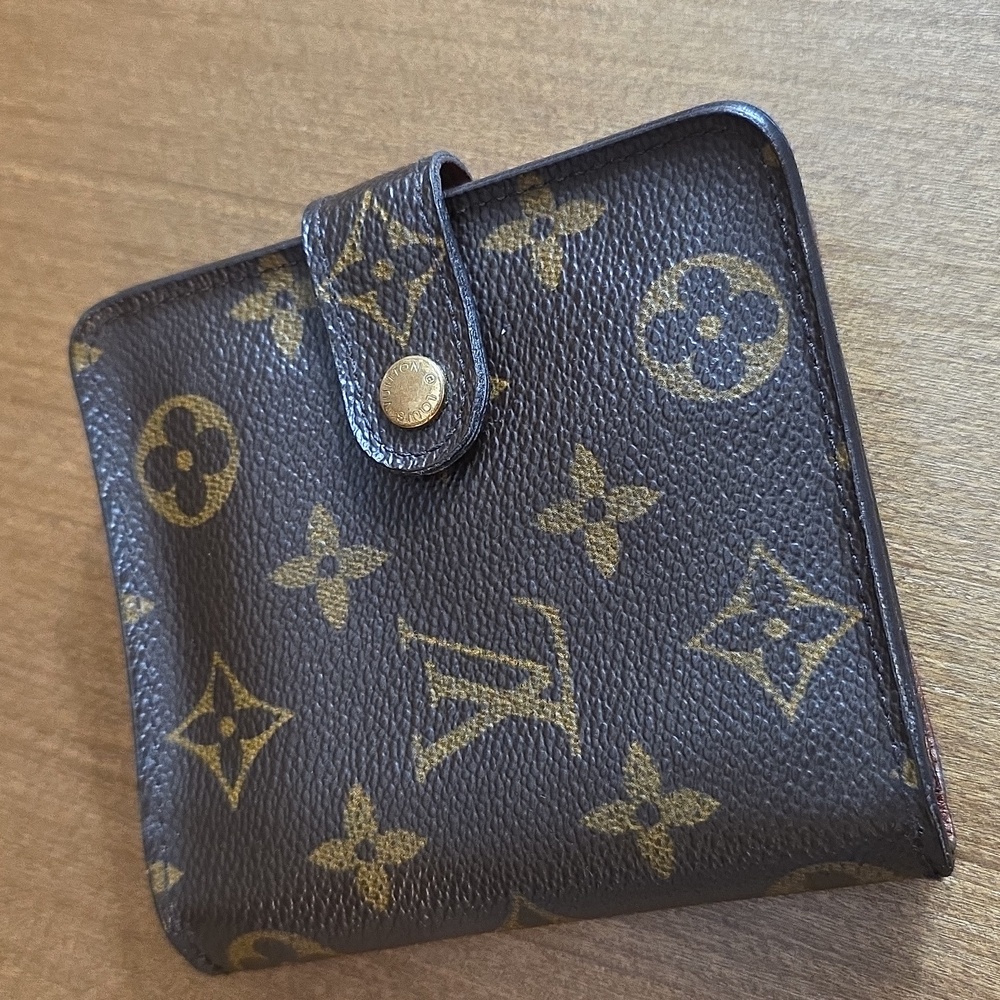 Louis Vuitton Monogram Compact Zip Wallet Cardholder in Brown and Gold
